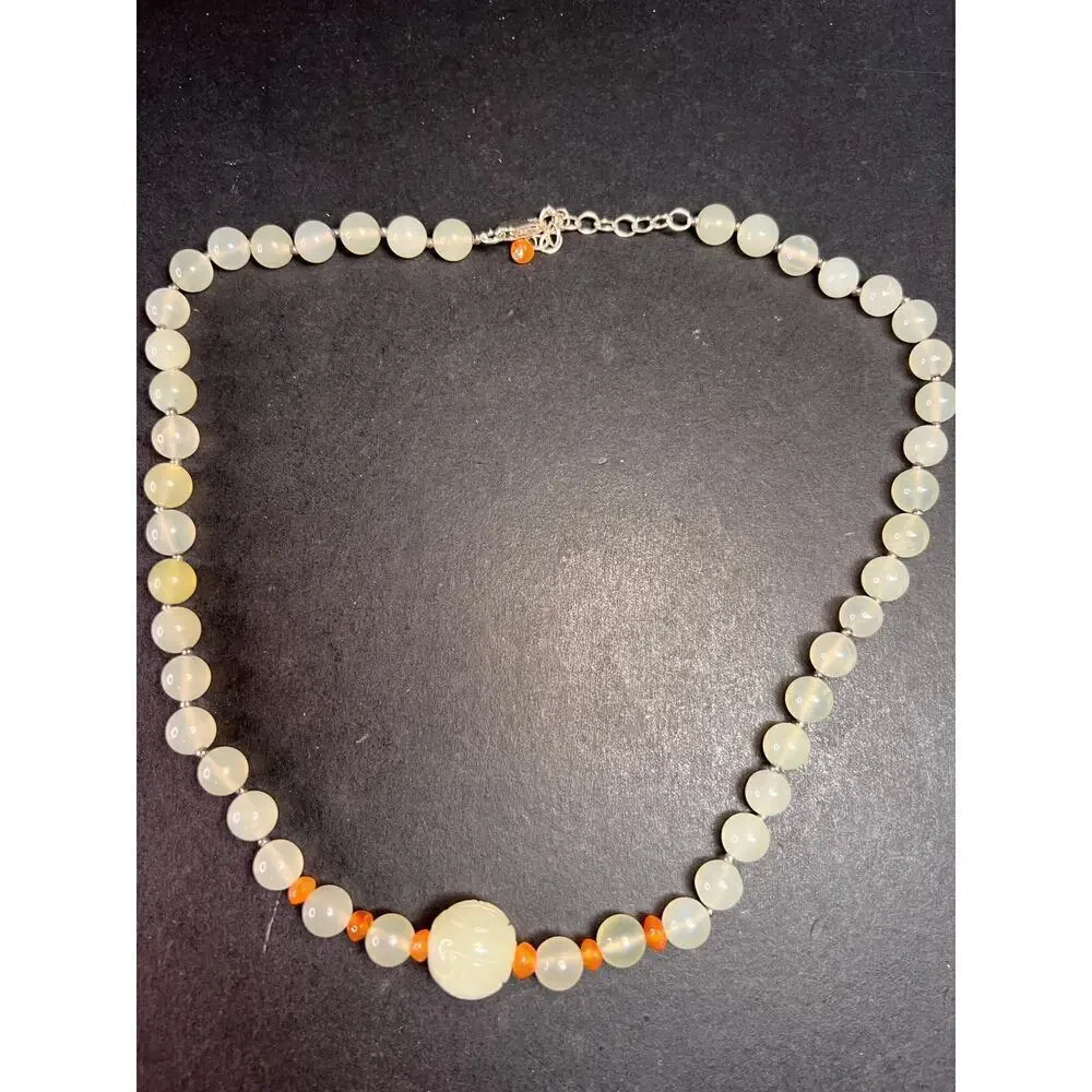 NEW serpentine and carnelian necklace with sterling silver clasp